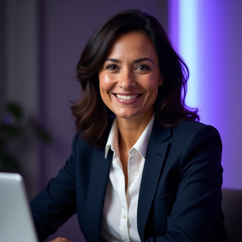 Senior trainer at Yalmado, professional woman in business attire in a modern office setting